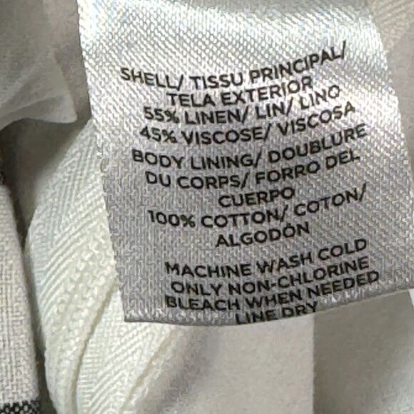 Loft Womens Linen Blend Jumpsuit XL White Black Stripe Sleeveless Wide Leg Boho - Picture 10 of 11